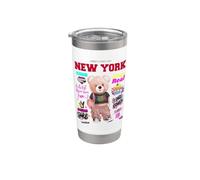 Cool NYC Teddy Bear Girl Boss Illustration Graphic Designs Vaso térmico de acero inoxidable de doble pared