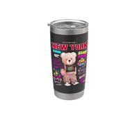 Cool NYC Teddy Bear Girl Boss Illustration Graphic Designs Vaso térmico de acero inoxidable de doble pared