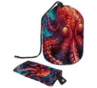 Cool Ocean Monsters - Bolsa de cosméticos de viaje para mujer, bolsa de cosméticos plegable con cordón, bolsa de aseo portátil, Pulpo Cool Ocean Monsters, 9.9x6.9in/25.2x17.6cm;6x3.5in/15.2x8.8cm,