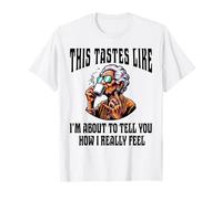Cool Old Lady Bebiendo Café Actitud Rock N Roll Divertido Camiseta