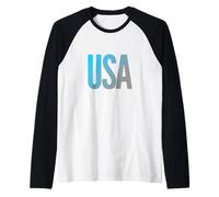 Cool One Word Text of USA For Americans Estados Unidos Lover Camiseta Manga Raglan