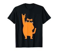 Cool Orange Cat Rock Hand Sign Gafas De Sol Gráfico Y Rollo Camiseta