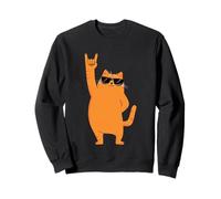 Cool Orange Cat Rock Hand Sign Gafas De Sol Gráfico Y Rollo Sudadera