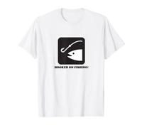 Cool Outdoor Fishing Hooked on Fishing! Camiseta gráfica económica, Hombre, Blanco, M