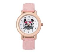 Cool Panda - Reloj de pulsera para mujer con gafas, fácil de leer, moderno, delgado, de cuarzo, casual, para vestir