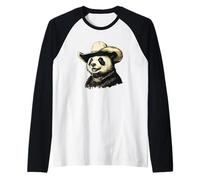 Cool Panda Rockin 'a Wild West Look para los amantes del rancho y el rodeo Camiseta Manga Raglan