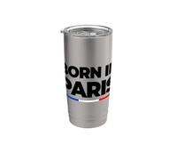 Cool Paris France, Proud Born in Paris Illustration Fashion Vaso térmico de acero inoxidable de doble pared