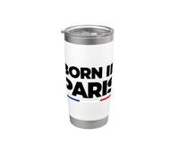 Cool Paris France, Proud Born in Paris Illustration Fashion Vaso térmico de acero inoxidable de doble pared