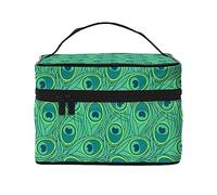 Cool Paris Torre Eiffel con dibujo de hoja de arce, bolsa de maquillaje, bolsa de cosméticos de viaje para mujer, bolsas de aseo, Plumas de pavo real verde fresco, Talla única