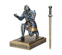 Cool Pen Holder | Kneeling Pose Crayon Stand | Knight Statue | for Paper Pencils exquisPainting exquisite engraved detailing and a strikBrush Workplace Classroom School Craft Artist Teacher Stationary