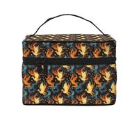 Cool Phoenix - Bolsa de maquillaje con estampado de llamas, bonitas bolsas de cosméticos para mujeres, bolsa organizadora de maquillaje de viaje grande