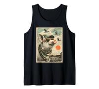 Cool Pig con Gafas de Sol Cazador de Patos Retro Atardecer Camiseta sin Mangas