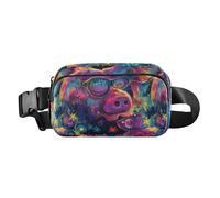 Cool Pigs - Bolsa cruzada con diseño de estrella morada y melocotón para mujeres y hombres, mini bolsa deportiva cruzada con correa ajustable para viajes, correr, senderismo, cerdos frescos, estrella