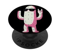 Cool Pink Mascot Gafas de Sol Rock Hand Sign Punk Graphic PopSockets PopGrip Adhesivo