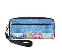 Cool Pool Water - Bolsa de cosméticos para mujer, con dos bolsillos, organizador de accesorios esenciales de belleza diaria, Black, Talla única, Neceser de maquillaje