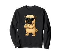 Cool Pug Cartoon Funny Dog con Gafas de Sol Sudadera