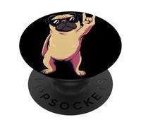 Cool Pug Rock On Funny Dog Lover Animal Graphic Gafas de Sol PopSockets PopGrip Adhesivo