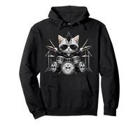 Cool Punk Rock Cat Drummer Funny Skull Music Niños Niñas Sudadera con Capucha