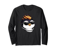 Cool Punk Rock Penguin con Gafas de Sol Manga Larga