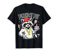 Cool Raccoon Birthday Boy Party Design Camiseta