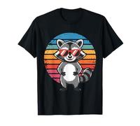Cool Raccoon Gafas de sol Retro Sunset Forest Vintage Style Camiseta