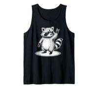 Cool Raccoon Rock Hand Pose Gafas de Sol Retro Wildlife Art Camiseta sin Mangas