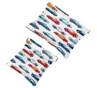 Cool Race Cars - Bolsa de cosméticos de bolsillo con patrón sin costuras, impermeable, sin cremallera, cierre automático, mini almacenamiento de viaje portátil para auriculares y joyas, multicolor,