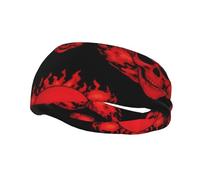 Cool Red Skulls Cool Red Skulls Fire Flameing Skull Crossbones Sports Sweatband Fashion Hairbands Athletic Elastic Hairband for Women & Men