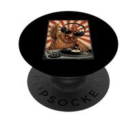 Cool Retro Chicken DJ Funny Rooster Music Hombres Mujeres PopSockets PopGrip Adhesivo