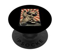 Cool Retro Llama DJ Funny Llamas Alpaca Música Hombres PopSockets PopGrip Adhesivo