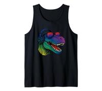 Cool Retro T-Rex Dino con auriculares Camiseta sin Mangas