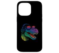 Cool Retro T-Rex Dino con auriculares Carcasa para iPhone 14 Pro Max