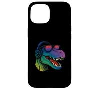 Cool Retro T-Rex Dino con auriculares Carcasa para iPhone 15