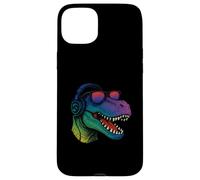 Cool Retro T-Rex Dino con auriculares Carcasa para iPhone 15 Plus