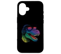 Cool Retro T-Rex Dino con auriculares Carcasa para iPhone 16