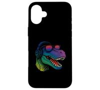 Cool Retro T-Rex Dino con auriculares Carcasa para iPhone 16 Plus