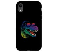 Cool Retro T-Rex Dino con auriculares Carcasa para iPhone XR