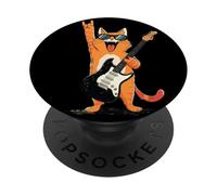 Cool Rock Cat, Divertido diseño de Estilo Retro para Amantes de la música con Animales PopSockets PopGrip Adhesivo