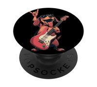 Cool Rock Dog Funny Guitar Lover Ilustración Diseño PopSockets PopGrip Adhesivo