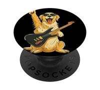 Cool Rock Dog Golden Retriever Music Lover Ilustración PopSockets PopGrip Adhesivo