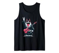 Cool Rock Dog Guitarrista Divertido Amante de Las Mascotas Estilo Retro Camiseta sin Mangas