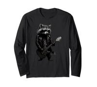 Cool Rock Guitarrista Raccoon Music Lover Funny Festival Manga Larga