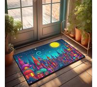 Cool Room Accessories - Felpudo para adolescentes y niños, diseño de noche mágica en la ciudad de fantasía (50 x 80 cm)