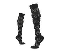 Cool Sachen - Calcetines de compresión elásticos para mujer, para deportes al aire libre, tubo largo, para correr, calcetines de presión, color azul, gris oscuro, L