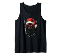 Cool Santa Cat - Gatito Negro con Gafas de Sol y Sombrero de Papá Noel Camiseta sin Mangas