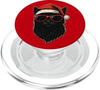 Cool Santa Cat - Gatito Negro con Gafas de Sol y Sombrero de Papá Noel PopSockets PopGrip para MagSafe