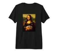 Cool Sarcastic Mona Lisa Carrying Her Cat Graphic Designs Camiseta Premium