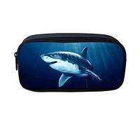 Cool Shark - Estuche grande para lápices de escuela secundaria, bolsa de almacenamiento de viaje para niños y niñas, color azul oscuro, color, 5.0cm*10.5cm*20.5cm, Estuche para lápices