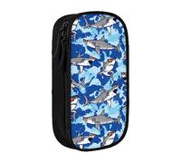 Cool Sharks - Estuche organizador de almacenamiento para lápices, color azul, color, 5.0cm*10.5cm*20.5cm, Estuche para lápices