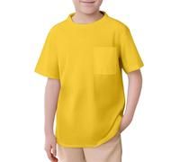 Cool Shirt Kinder Kurzarm Plain Top Tees Junge & Mädchen Baby Unisex Kleinkind Kinder Rundhals T-Shirt mit Tasche Flanellhemd Baby Junge, amarillo, 11-12 años